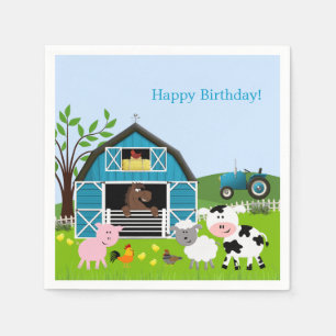 Serviette En Papier Garçon Barnyard Animaux de ferme Papier d'annivers