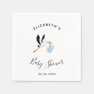 Serviette En Papier Garçon cigogne bleu blanc mignon baby shower