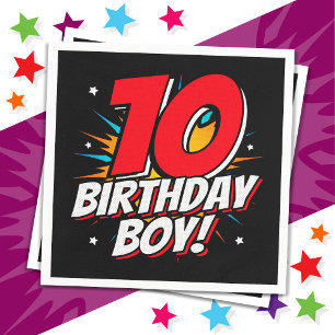 Serviette En Papier Garçon de 10 ans super-héros Anniversaire 10ème An