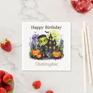 Serviette En Papier Garçon de Frankenstein mignon, fête d'anniversaire