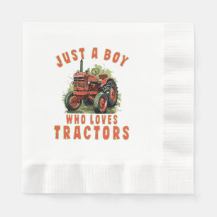 Serviette En Papier Garçon de la vie rurale qui aime les tracteurs