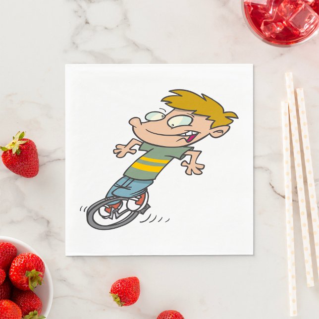 Serviette En Papier Garçon drôle à monocycle (Créateur téléchargé)