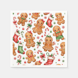 Serviette En Papier Garçon et fille en pain d'épices de Noël avec des 