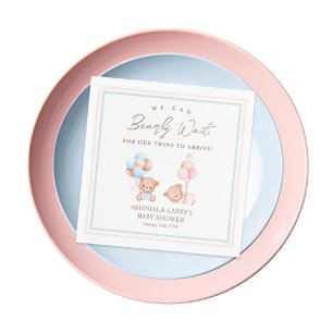 Serviette En Papier Garçon Fille Twins Teddy Baby shower Ours