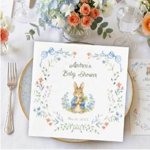 Serviette En Papier Garçon Lapin Mignon Fleur Bleue Baby Shower 