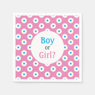 Serviette En Papier Garçon ou fille ? Bleu sur rose Polka-point de la 