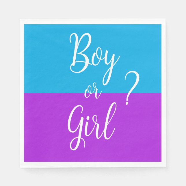Serviette En Papier Garçon ou fille pourpre et bleu (Devant)