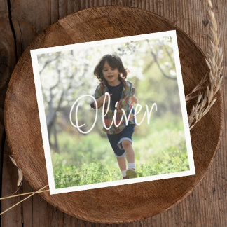 Serviette En Papier Garçon personnalisé photo anniversaire mignon