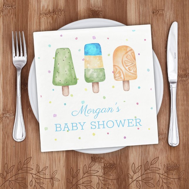 Serviette En Papier Garçon prêt à faire la pop Baby shower d'été (Créateur téléchargé)