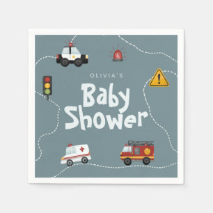 Serviette En Papier Garçons Baby shower de police bleu mou