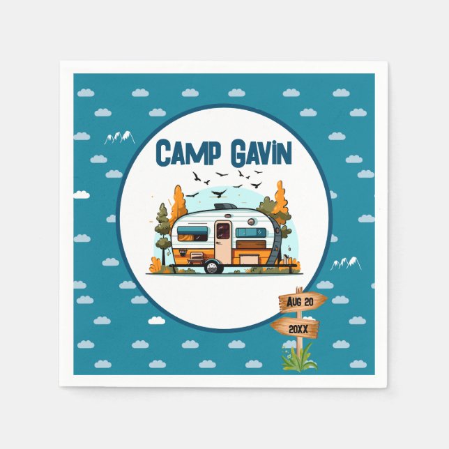 Serviette En Papier Garçons Camper vintage camping extérieur (Devant)