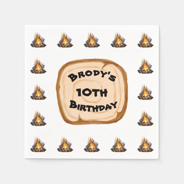 Serviette En Papier Garçons Camping Aventure Anniversaire Bonfire (Devant)
