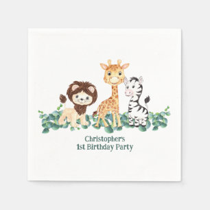 Serviette En Papier Garçons de safari dans la jungle Girafe Lion Zèbre