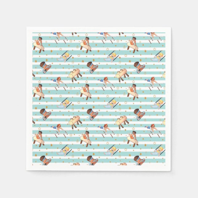 Serviette En Papier Garçons Gymnastique Anneaux Parallel Bars Pommel H (Devant)