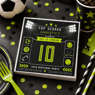 Serviette En Papier Garçons Moderne Anniversaire Sport Noir Enfants 10