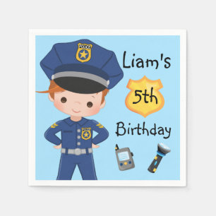Serviette En Papier Garçons Officier de police flic fête d'anniversair