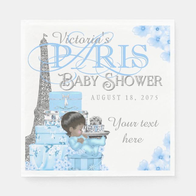 Serviette En Papier Garçons Paris Baby shower Napkins (Devant)