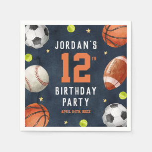 Serviette En Papier Garçons Sports Navy Anniversaire