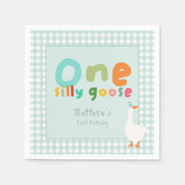 Serviette En Papier Garçons Un Silly Goose Blue En vichy