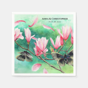 Serviette En Papier Garden Party ! Floral avec papillons, Personnalisé