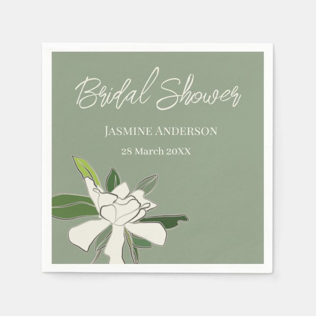 Serviette En Papier Gardenia Florale Blanche Simple Fête des mariées J (Devant)