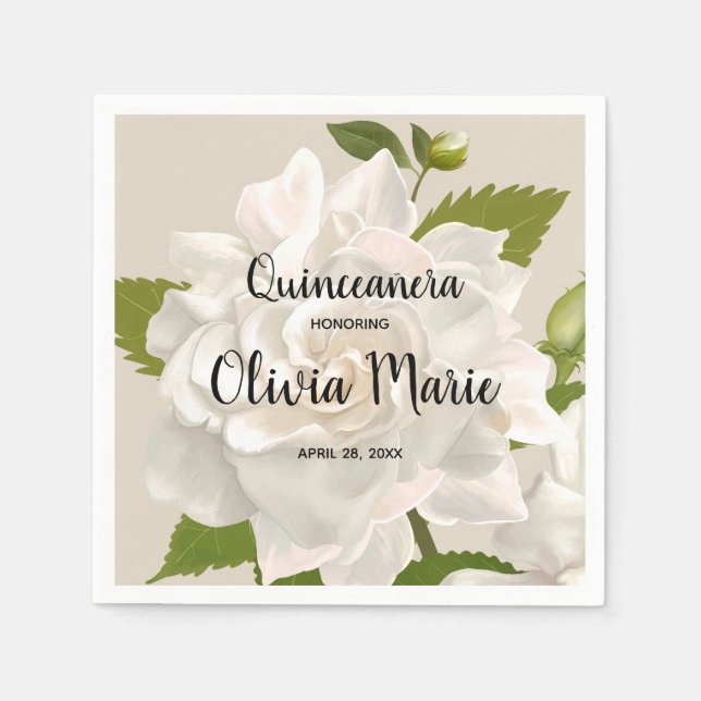Serviette En Papier Gardenia vintage Florale Quinceañera (Devant)