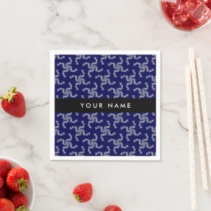 Serviette En Papier Garland de Noël, Bleu, Votre nom, Personnaliser
