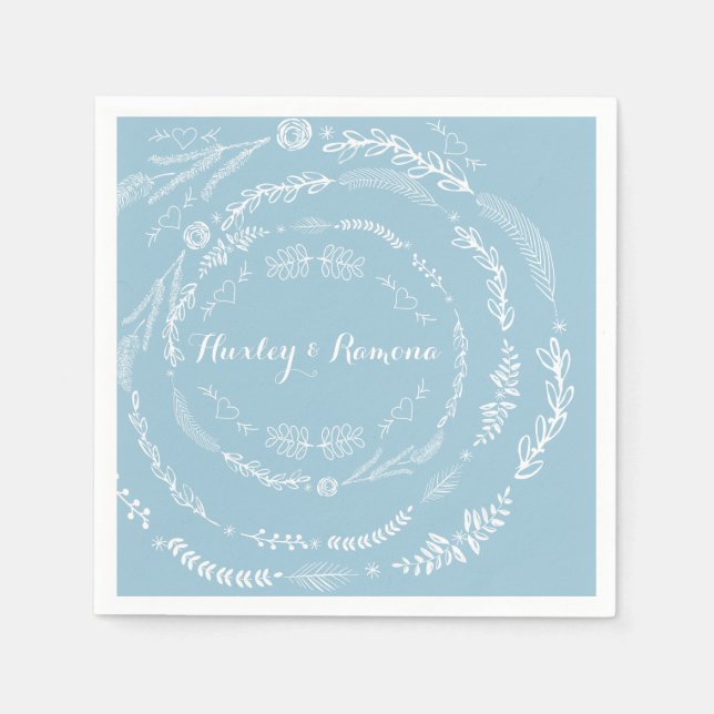 Serviette En Papier Garland floral Aquamarine (Devant)