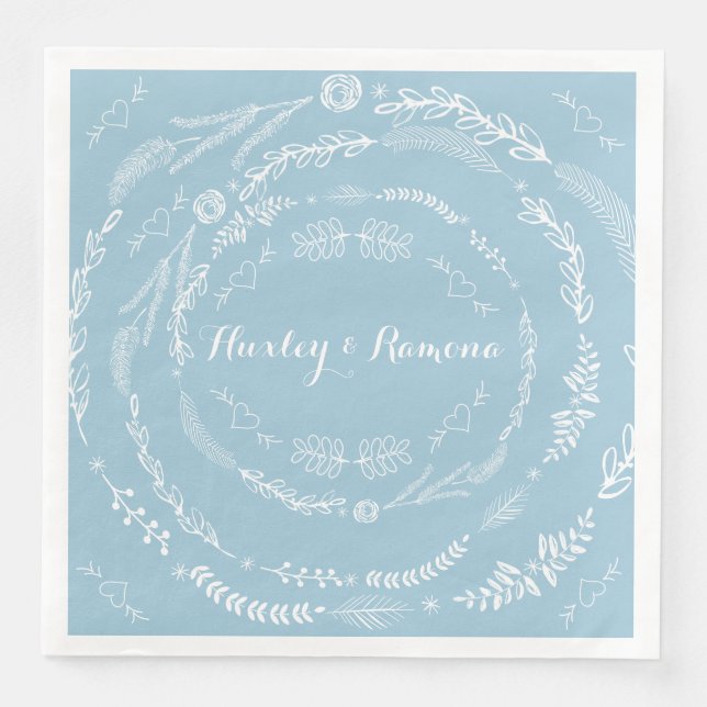 Serviette En Papier Garland floral Aquamarine (Devant)