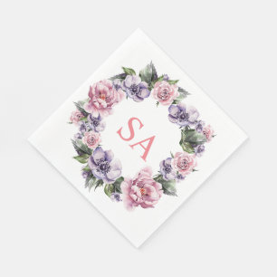 Serviette En Papier Garland monogramme de fleurs Papier Napkin