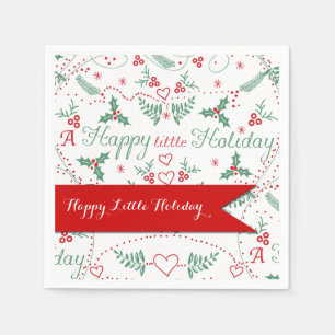 Serviette En Papier Garland rouge et vert Joyeux petit vacances