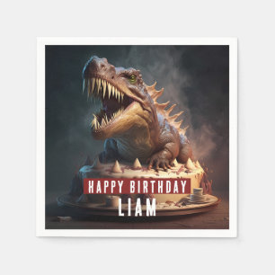 Serviette En Papier Gâteau à la crème à thème Dinosaur - Anniversaire