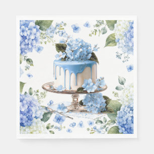 Serviette En Papier Gâteau avec fleurs d'hortensia