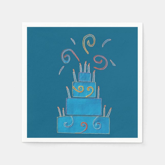 Serviette En Papier Gâteau bleu (Devant)