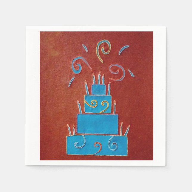 Serviette En Papier Gâteau bleu (Devant)