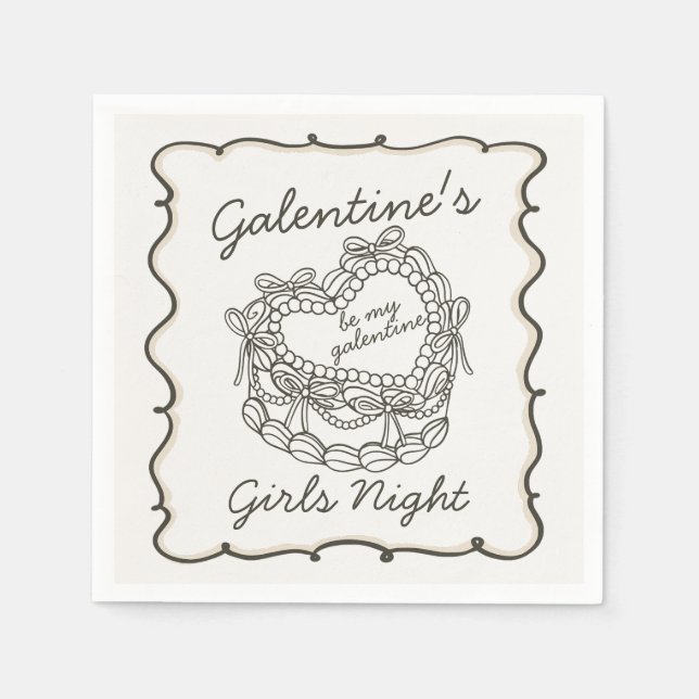 Serviette En Papier Gâteau Coquette Rétro Cœur Beige Saint-Valentin en (Devant)