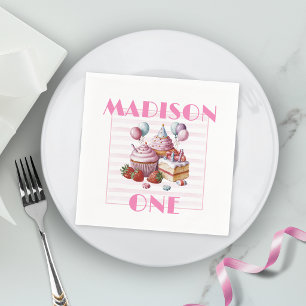 Serviette En Papier Gâteau cupcake Anniversaire fille Aquarelle UN