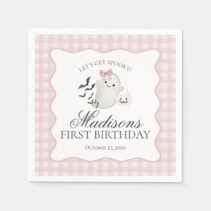 Serviette En Papier Gâteau d'anniversaire fantôme pastel rose Little B