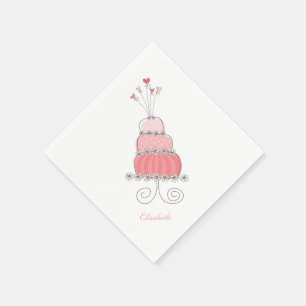 Serviette En Papier Gâteau d'anniversaire fille rose fantaisiste pour 