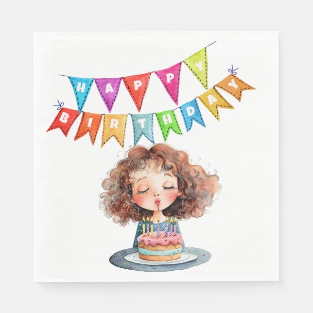 Serviette En Papier Gâteau d'anniversaire joyeux (Devant)