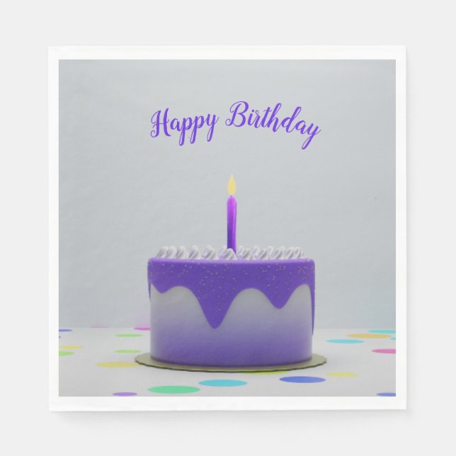 Serviette En Papier Gâteau d'anniversaire pourpre (Devant)