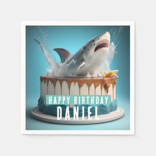 Serviette En Papier Gâteau d'anniversaire sur le thème du requin