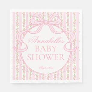 Serviette En Papier Gâteau de Baby Shower Fleuris Élégant Vintage Rose