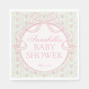 Serviette En Papier Gâteau de Baby Shower Floral Fancy Vintage Vert