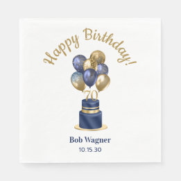Serviette En Papier Gâteau de ballons bleu marine pour 70e anniversair