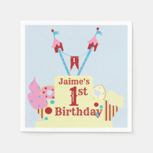 Serviette En Papier Gâteau de Carnaval du Cirque 1er Anniversaire Tout