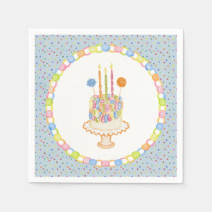 Serviette En Papier Gâteau de fête d'anniversaire Blue Cue the Confett