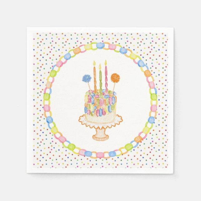Serviette En Papier Gâteau de fête d'anniversaire Confetti (Devant)