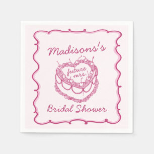 Serviette En Papier Gâteau de mariage Coquette à cœur rose rétro Ceris