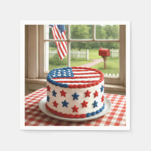 Serviette En Papier Gâteau du 4 juillet sur une nappe